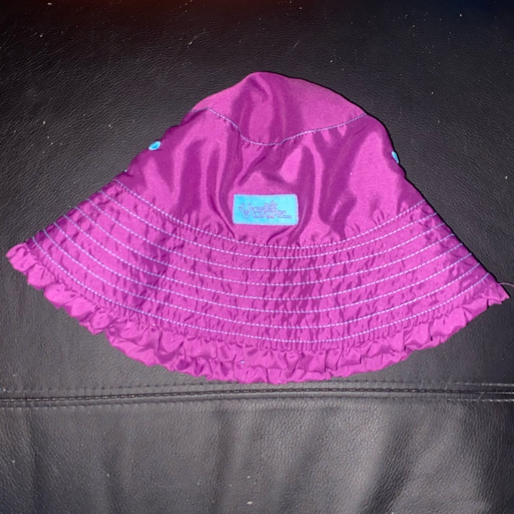 Girls UV SKINZ Reversible Beach Sun Bucket Hat Violet/Fish/Starfish Size 6